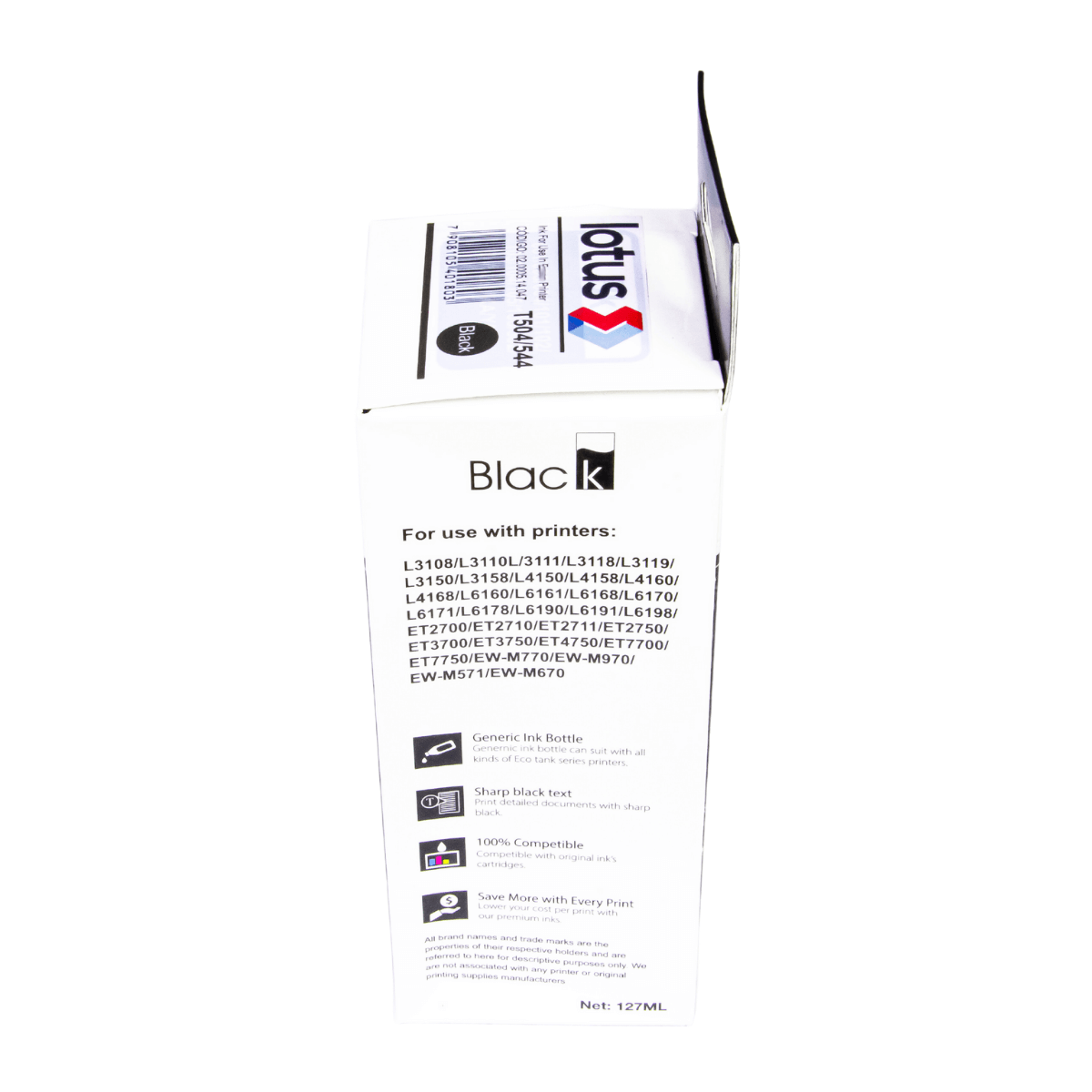 Tinta P/ Epson T504 T544 Preta Corante 127ml - Lotus