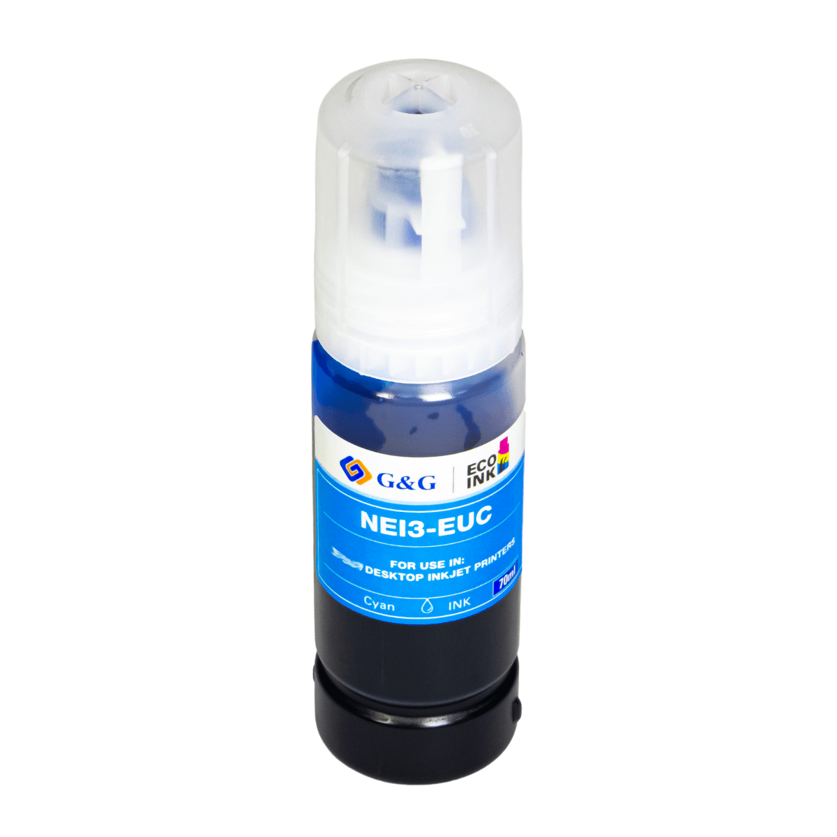 Refil de Tinta P/ Epson T504 T544 Ciano Corante 70ml - G&G (NEI3-EUC)