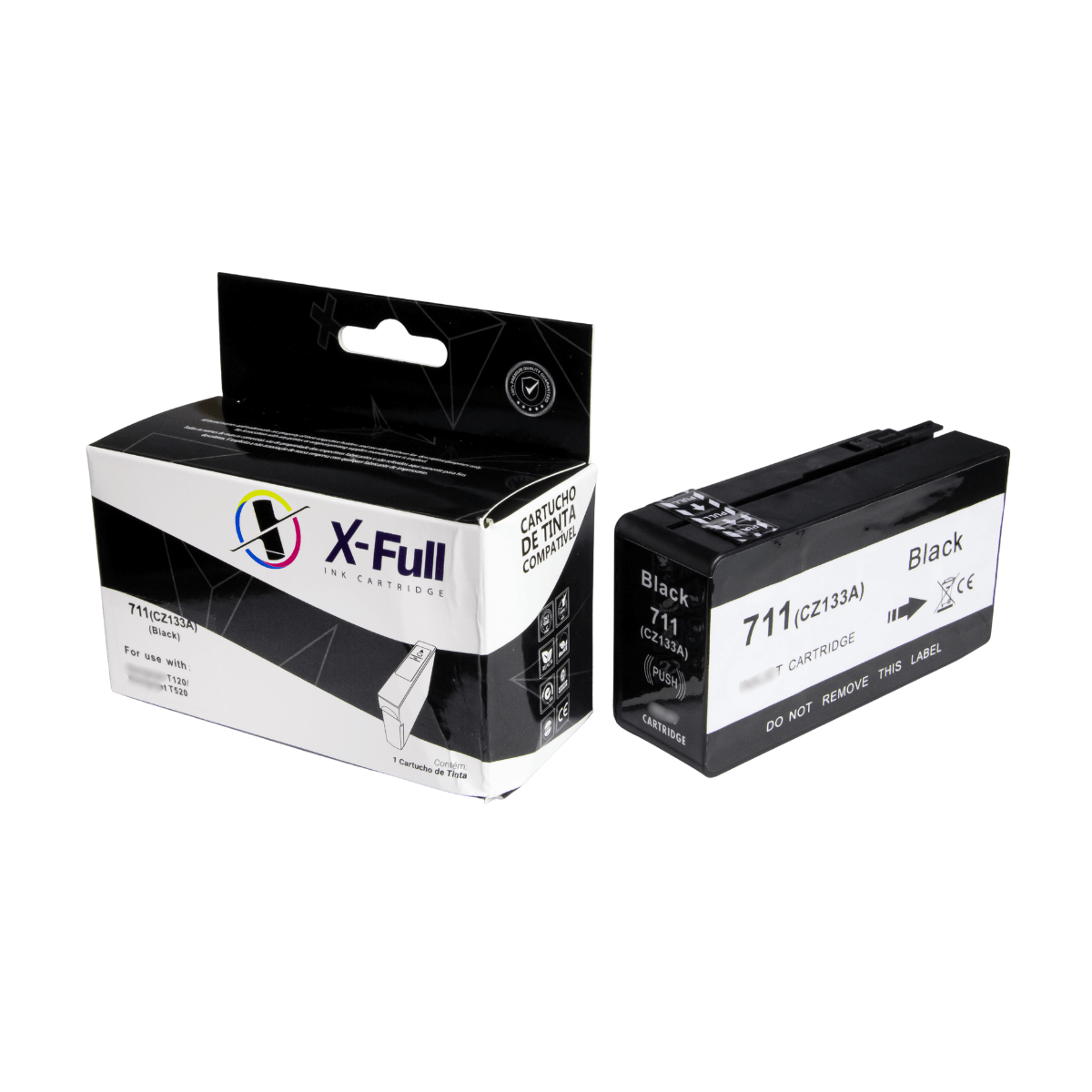 Cartucho de Tinta P/ HP 711XL CZ133A T520 T120 Preto C/ Chip 80ml - X-Full