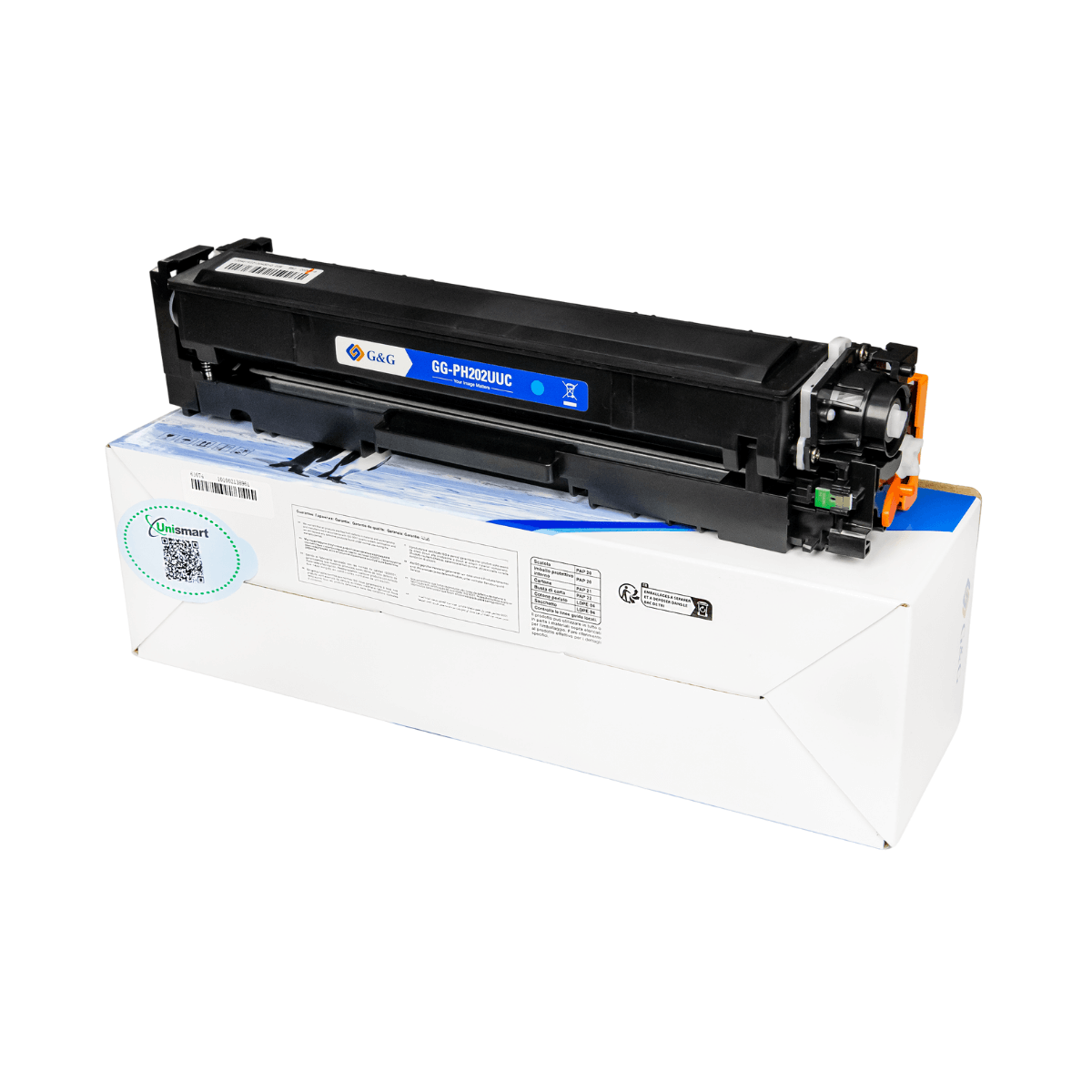 Cartucho de Toner P/ Canon e HP CF501A 202A Ciano C/ Chip 1.3K - G&G