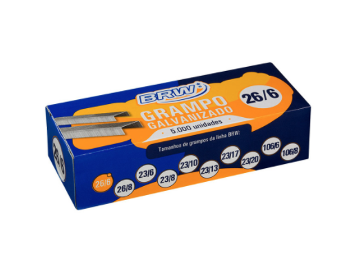 Grampo Galvanizado BRW 26/6 - 5.000un