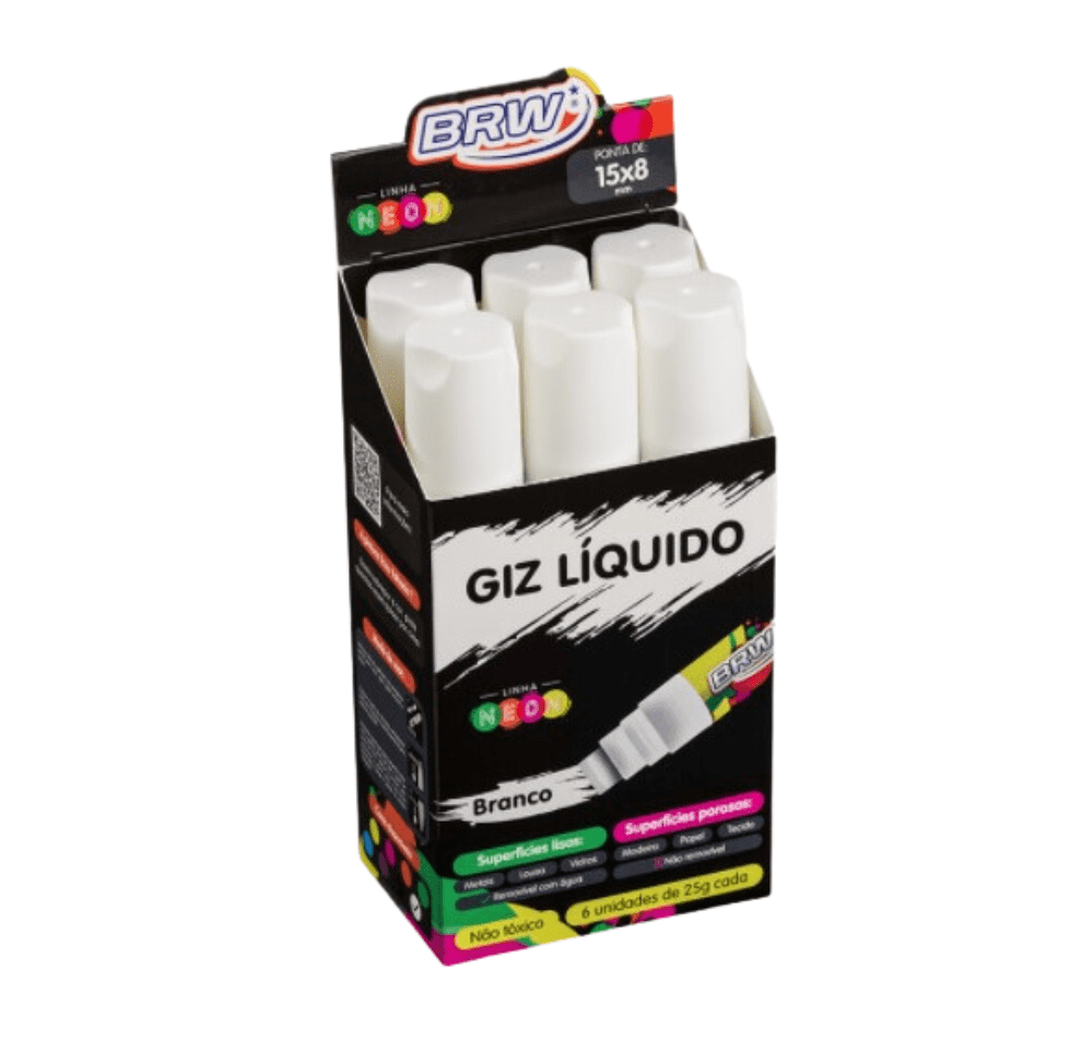 Giz Líquido 15MM - Branca 25GR BRW - CX C/ 6UN