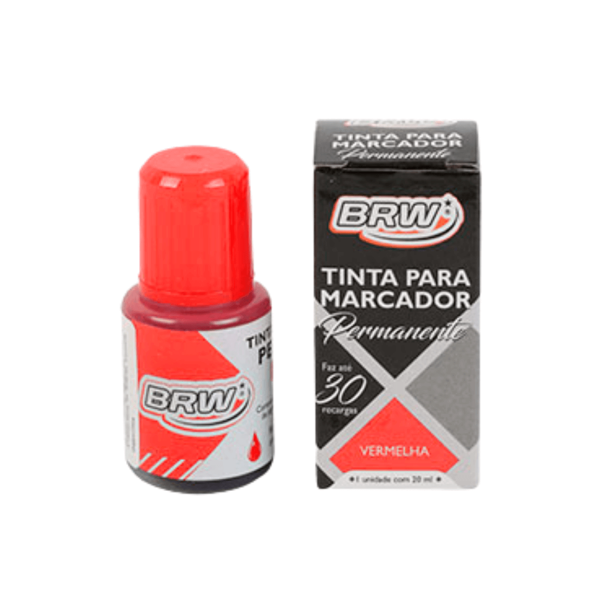 Tinta Para Marcador Permanente Vermelho 20ML Com 12un -BRW