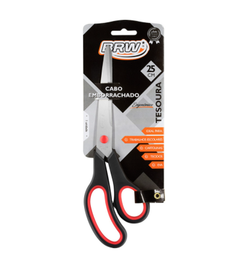 Tesoura de Aço Inox 25CM Cabo Emborrachado BRW - C/ 1UN