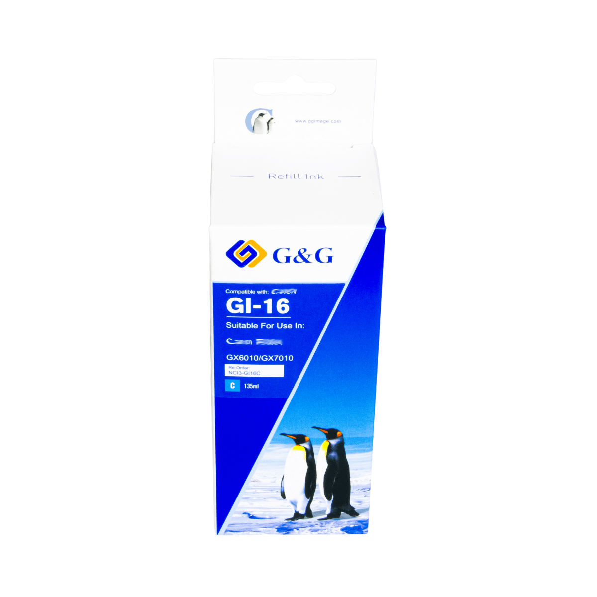 Refil de Tinta P/ Canon GI-16 GX6010 GX7010 Ciano 7K 135ml - G&G