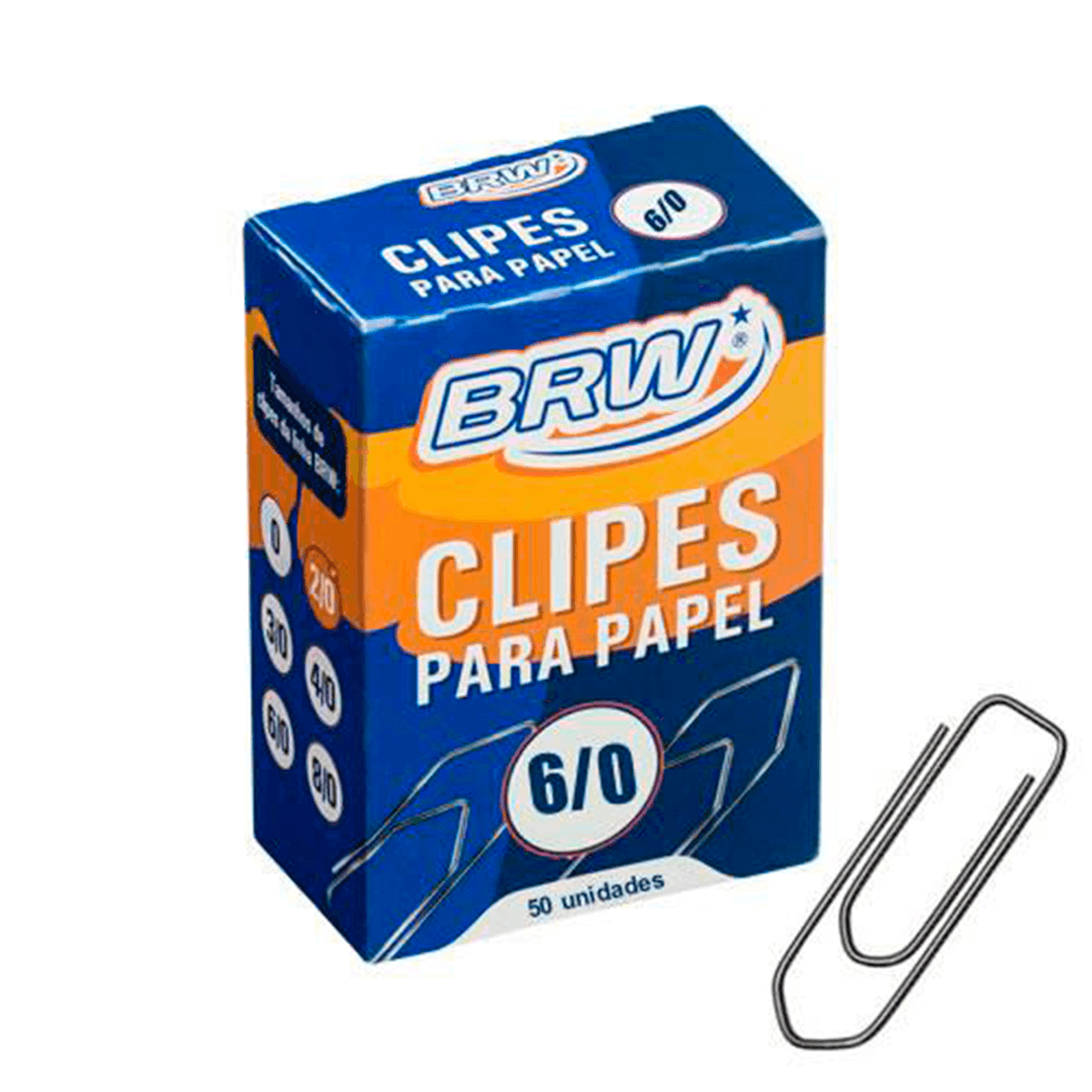 Clipes Para Papel 6/0 BRW - CX C/ 50UN
