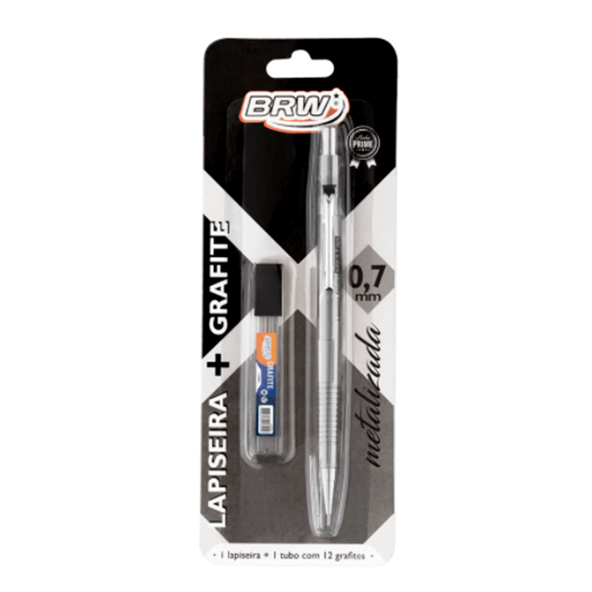 Lapiseira Técnica BRW 0.7MM C/ Grafite - C/ 1UN Prata