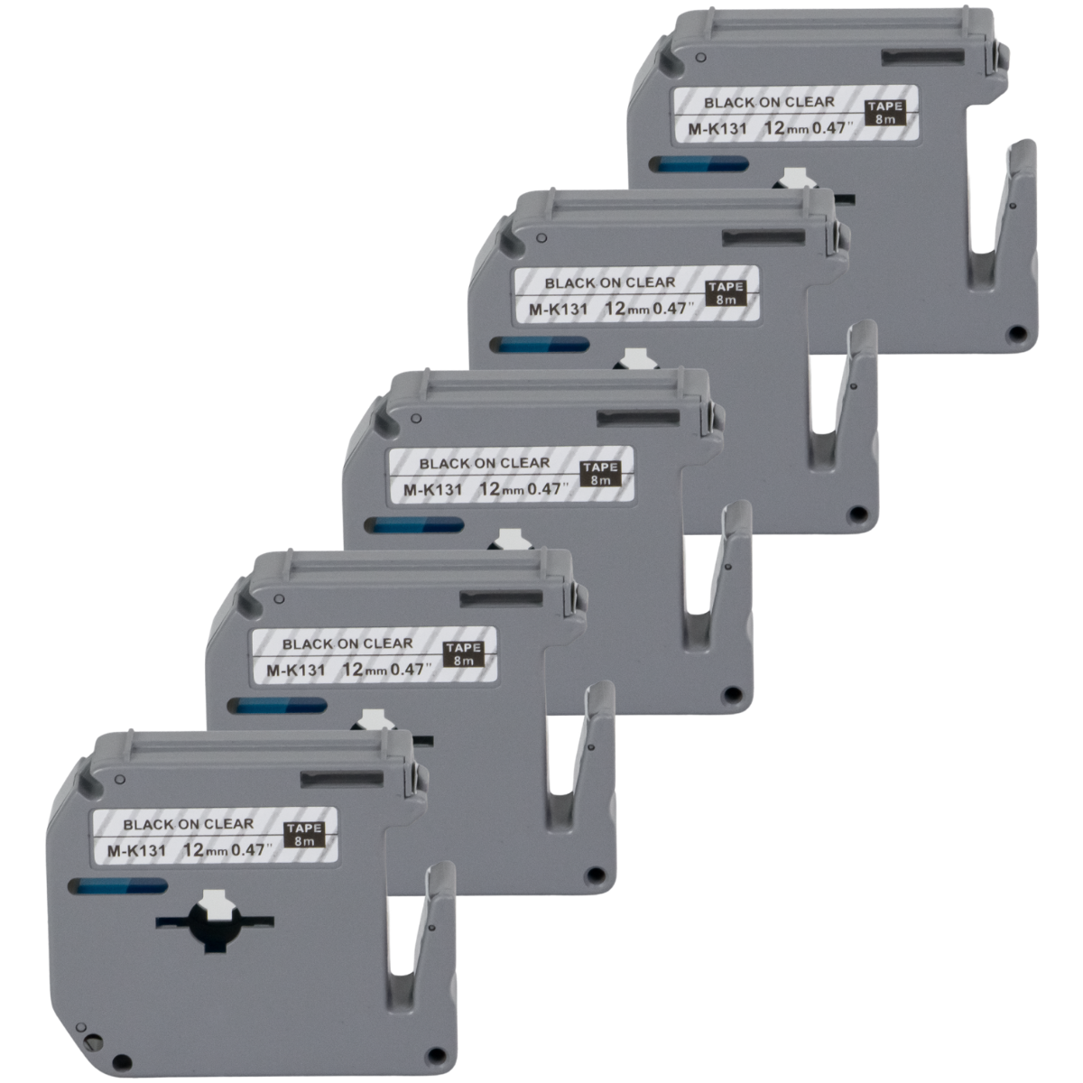 Kit 5x Fita P/ Rotulador Brother M-K131 12mm x 8m Black/ Clear - X-Full