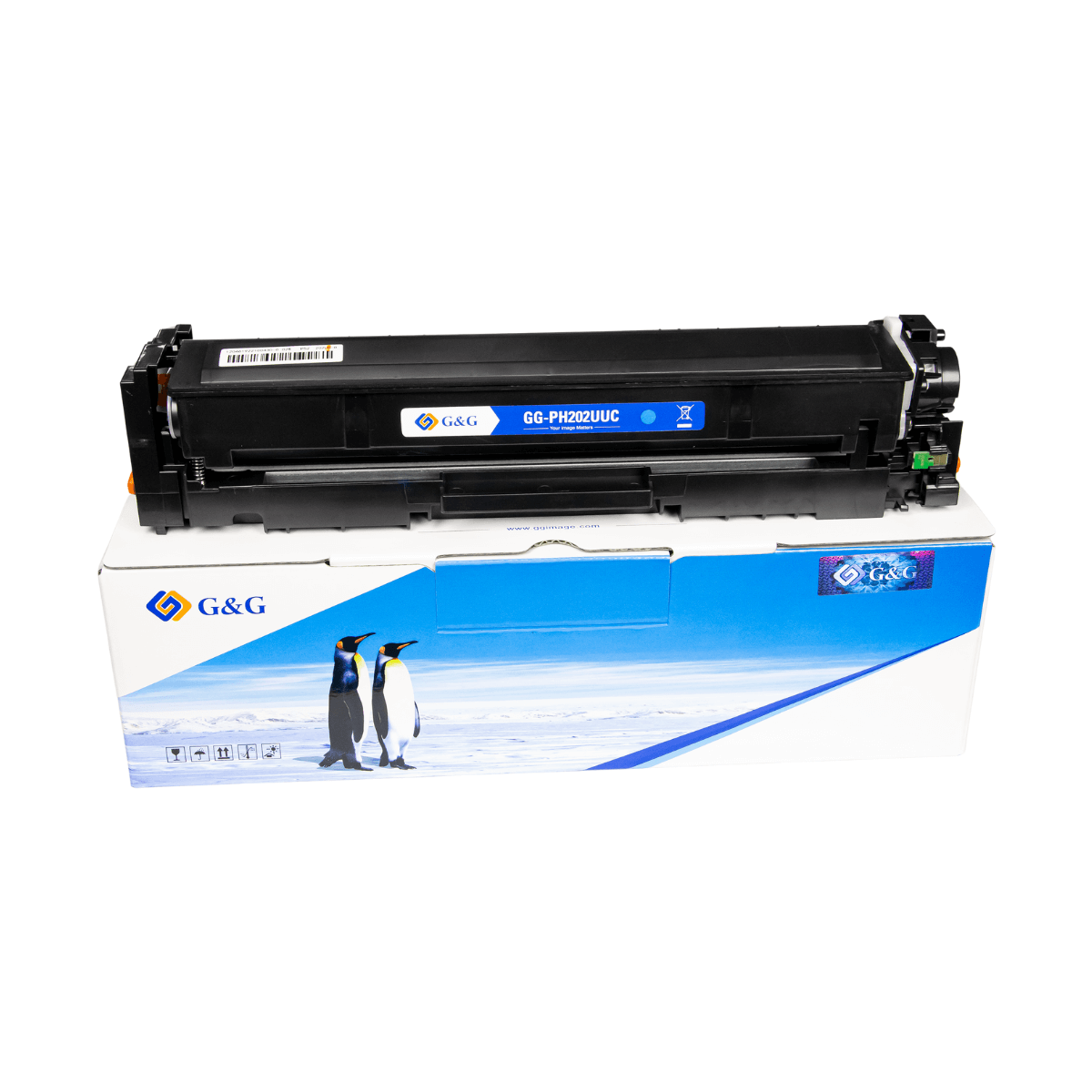 Cartucho de Toner P/ Canon e HP CF501A 202A Ciano C/ Chip 1.3K - G&G