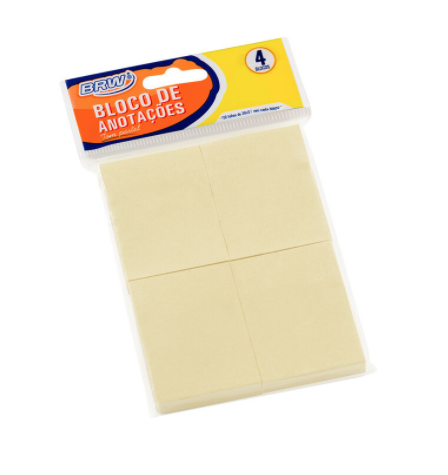 Bloco Smart Notes 38x51mm BRW - Amarelo Pastel -100Fls - 4bl