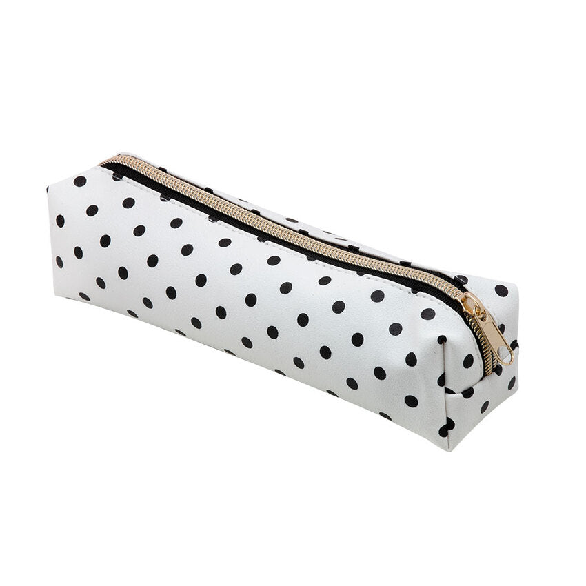 Estojo Pastel Poá Branco C/ Bolas Pretas com 1 Ziper - BRW