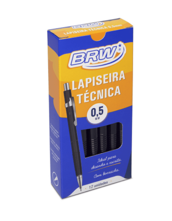 Lapiseira Técnica Preta BRW 0.5mm - Caixa c/ 12un