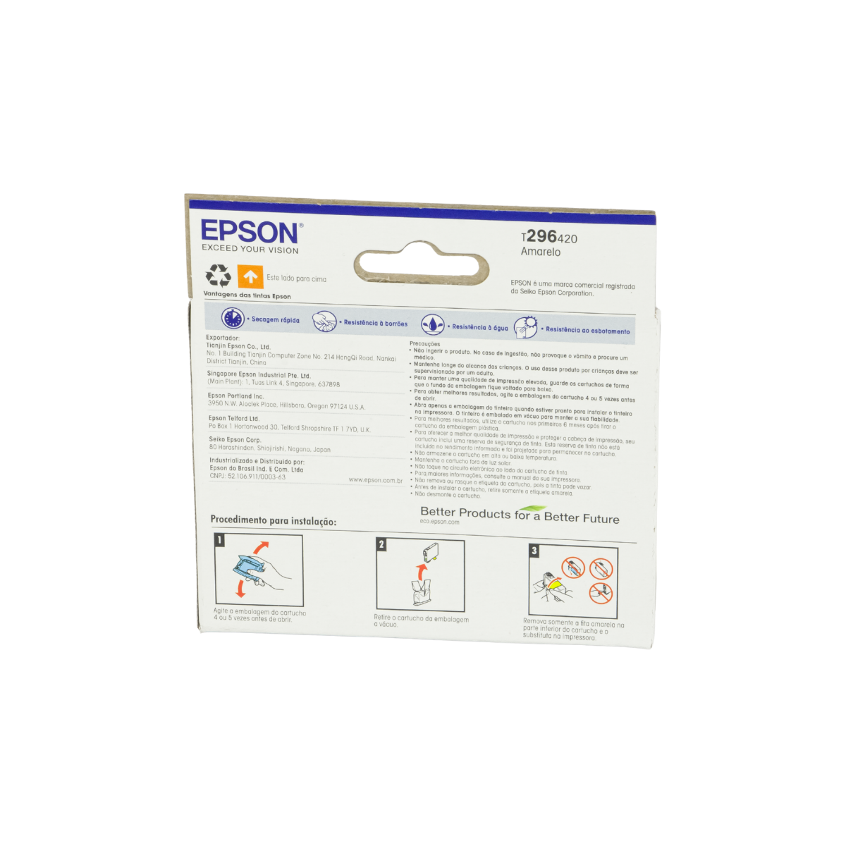 Cartucho de Tinta  Epson T296 T296420 Amarelo P/ XP231 XP431 - Original