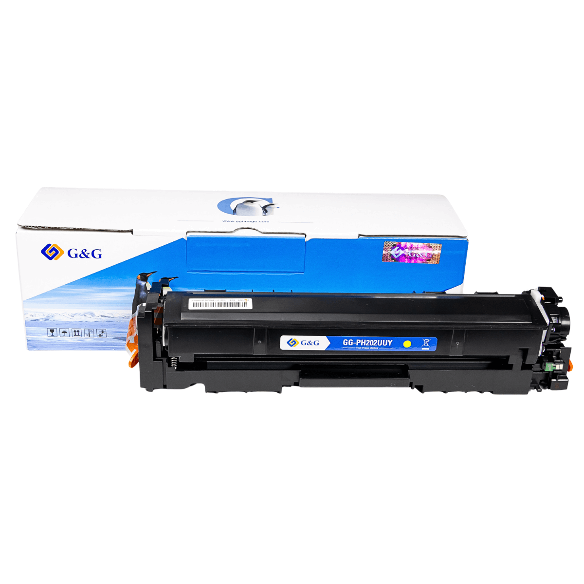 Cartucho de Toner P/ Canon e HP CF502A 202A Amarelo C/ Chip 1.3K - G&G