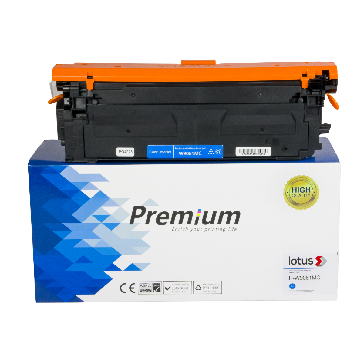 Cartucho de Toner P/ HP W9061 E55040 E57540 C/ Chip Ciano 12.5K - Lotus