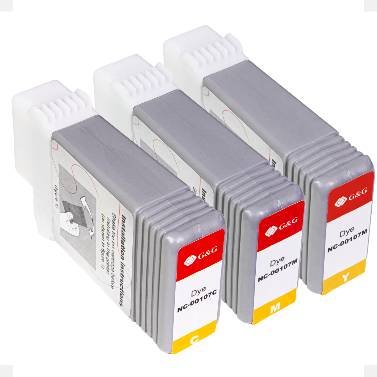 Kit 3 Tintas P/ Plotter Canon PFI-107 CMY C/ Chip 130ml  G&G