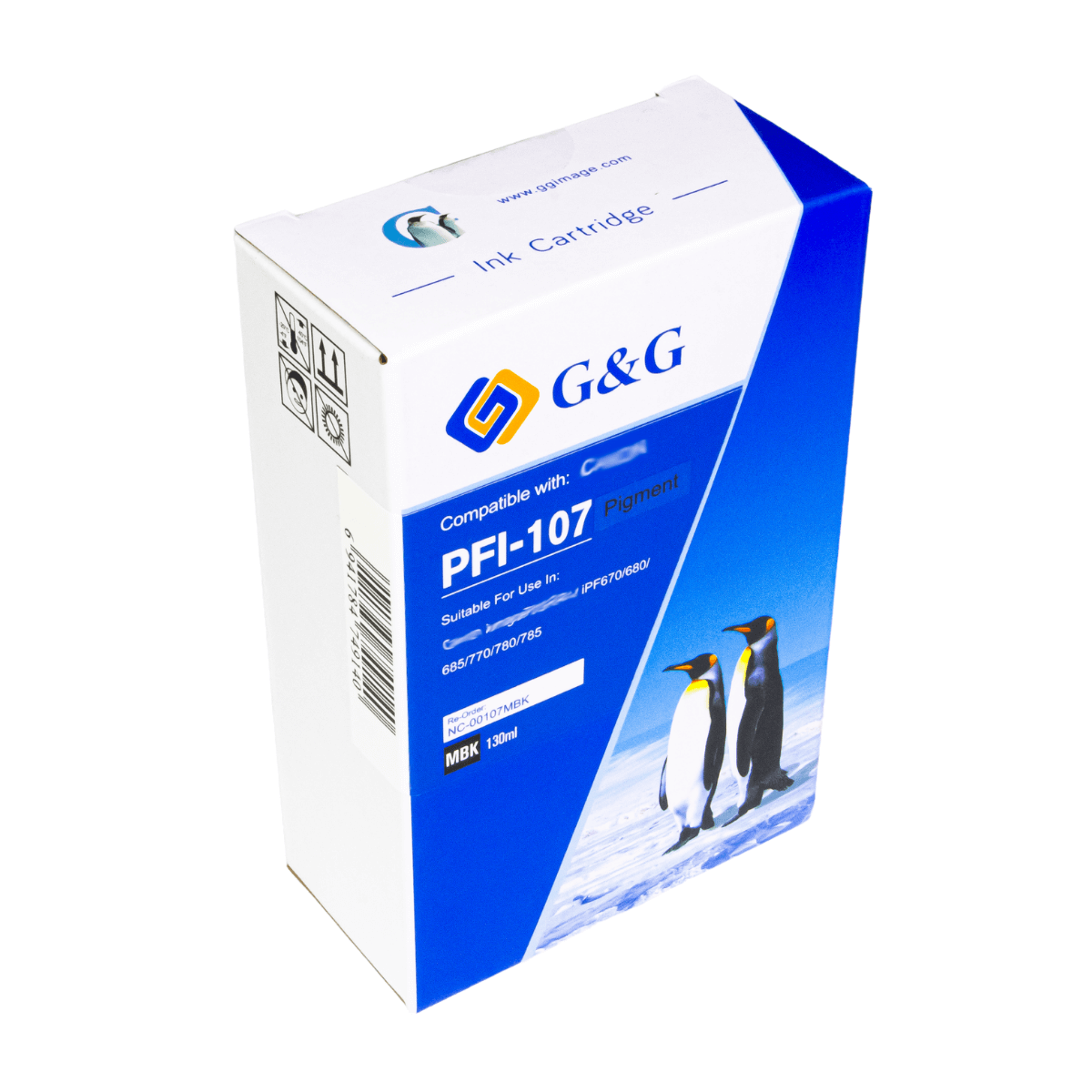 Cartucho de Tinta P/ Plotter Canon PFI-107 Matte Black C/ Chip 130ml - G&G