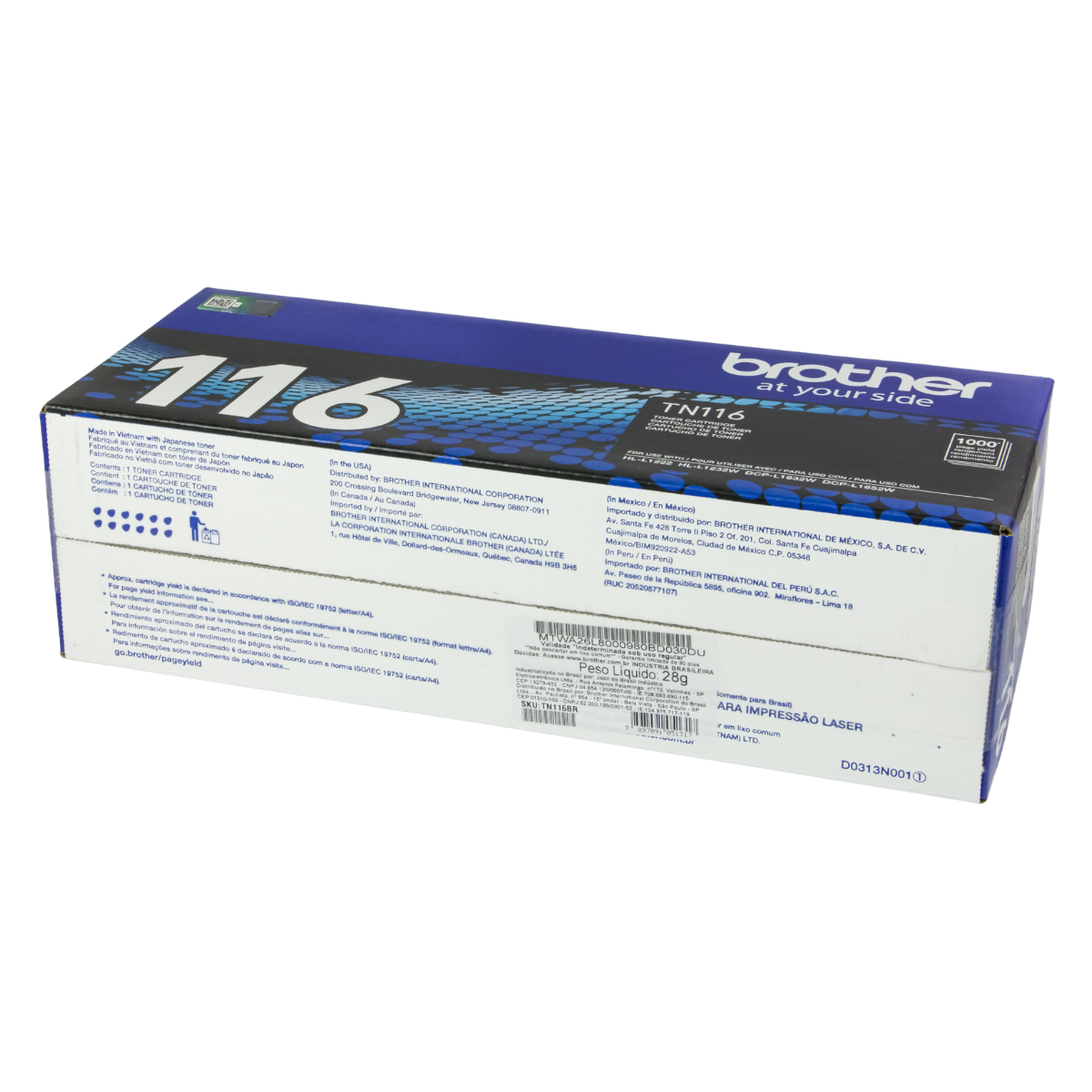 Cartucho de Toner Brother TN116 Preto 1K - Original