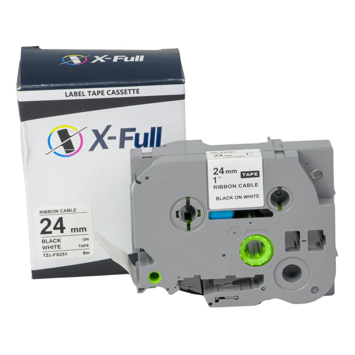 Fita P/ Rotulador Brother TZc-FX251 TZe-FX251 24mm x 8m Black/ White - X-Full