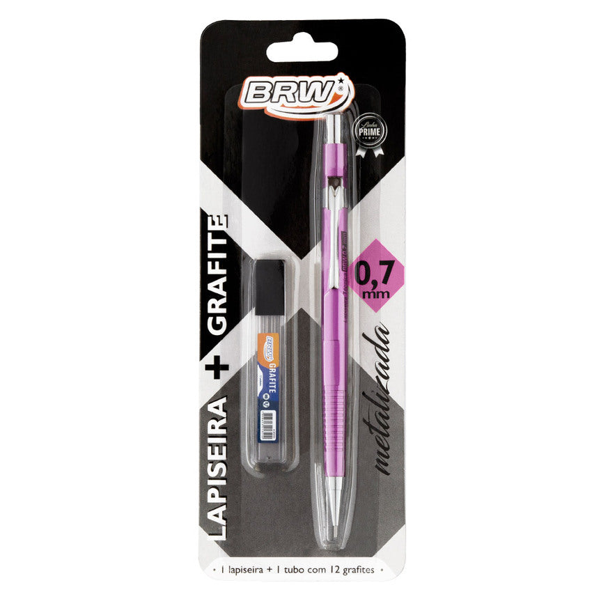 Lapiseira Técnica BRW 0.7MM C/ Grafite C/ 1UN Rosa metalizado