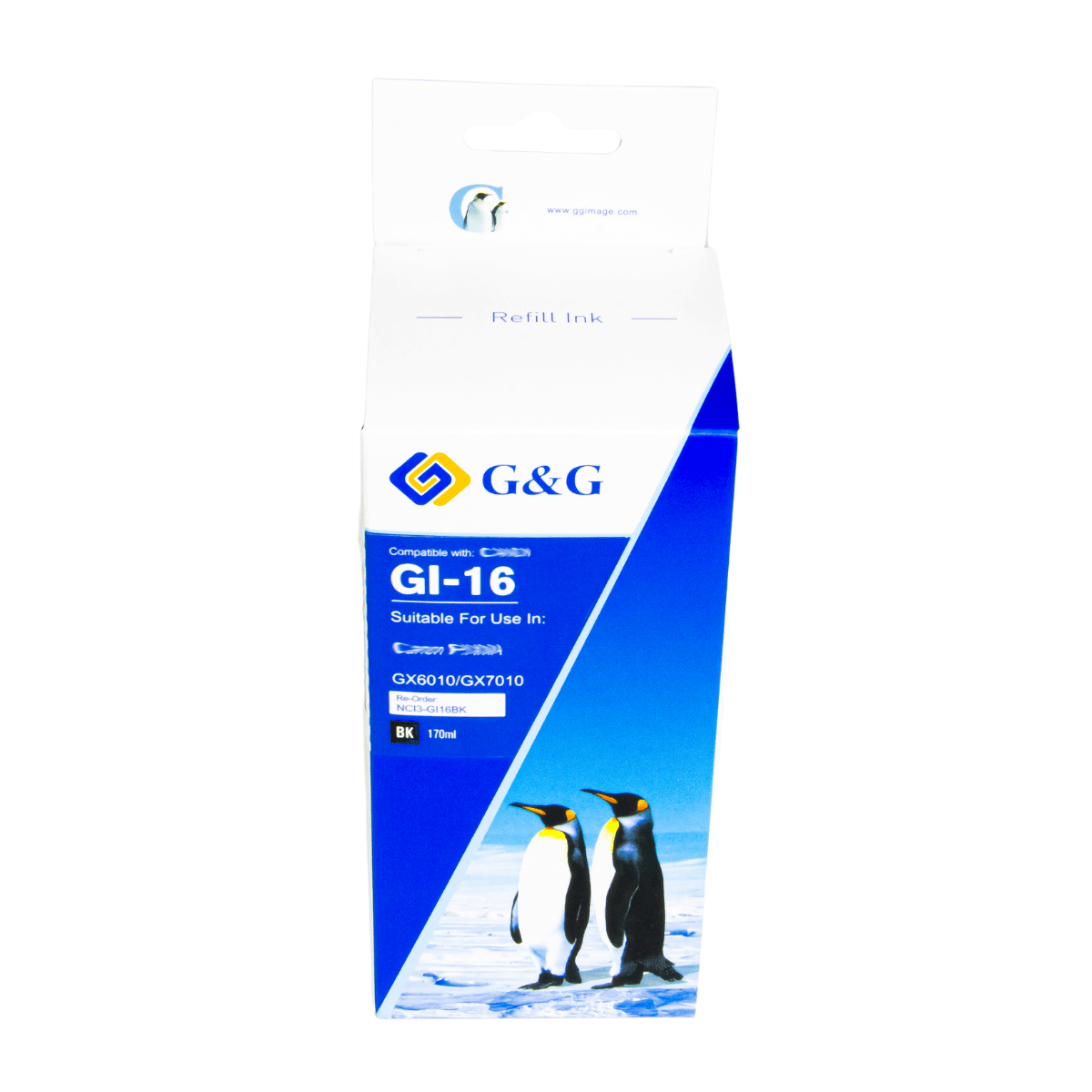 Refil de Tinta P/ Canon GI-16 GX6010 GX7010 Preta 9K 170ml - G&G