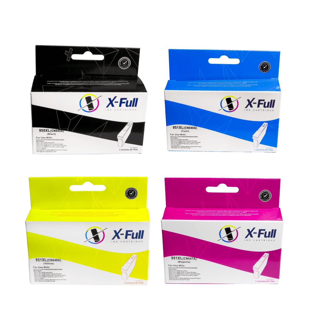 Kit 4x Cartuchos de Tinta P/ HP 950XL 951XL CMYK C/ Chip - X-Full