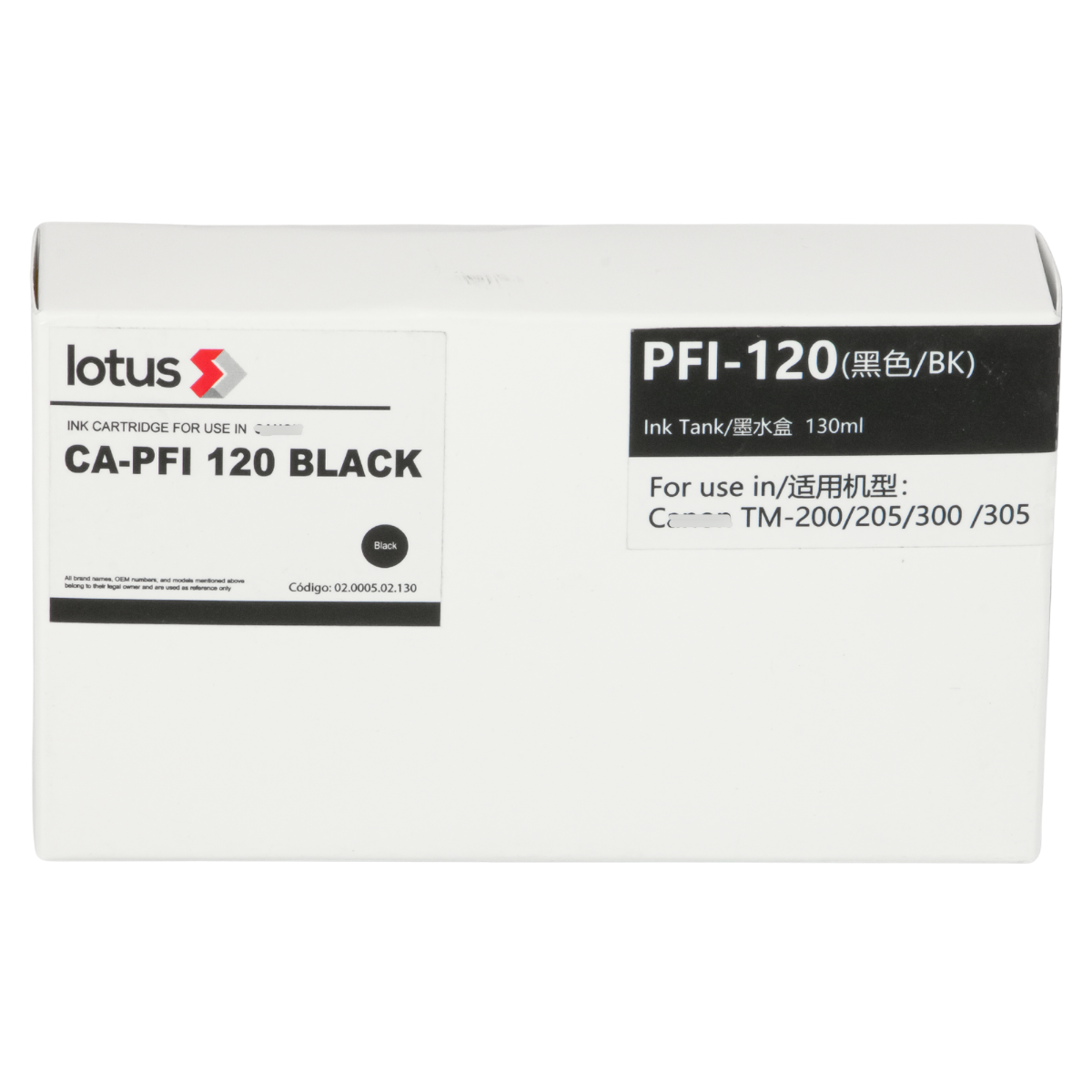 Cartucho de Tinta P/ Plotter Canon PFI-120 Black BK  130ml - Lotus
