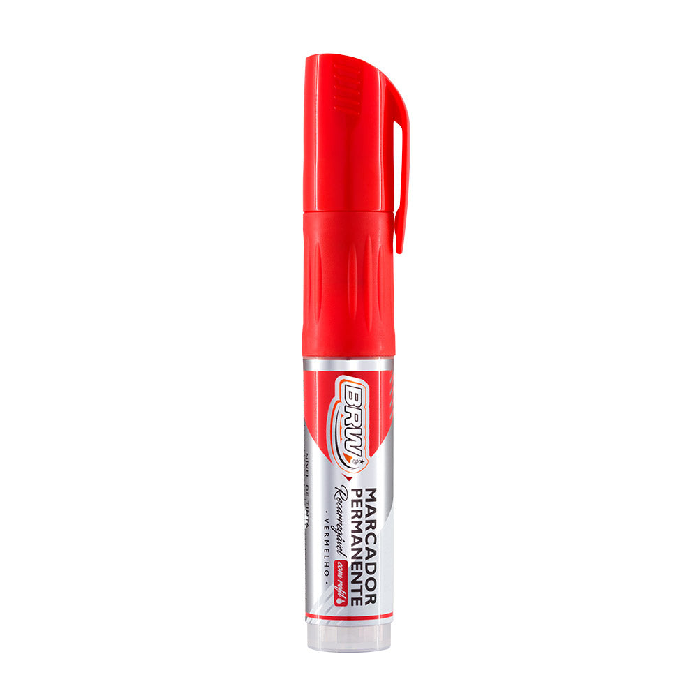 Marcador Permanente Recarregável C/ Tinta Vermelho Linha Prime
