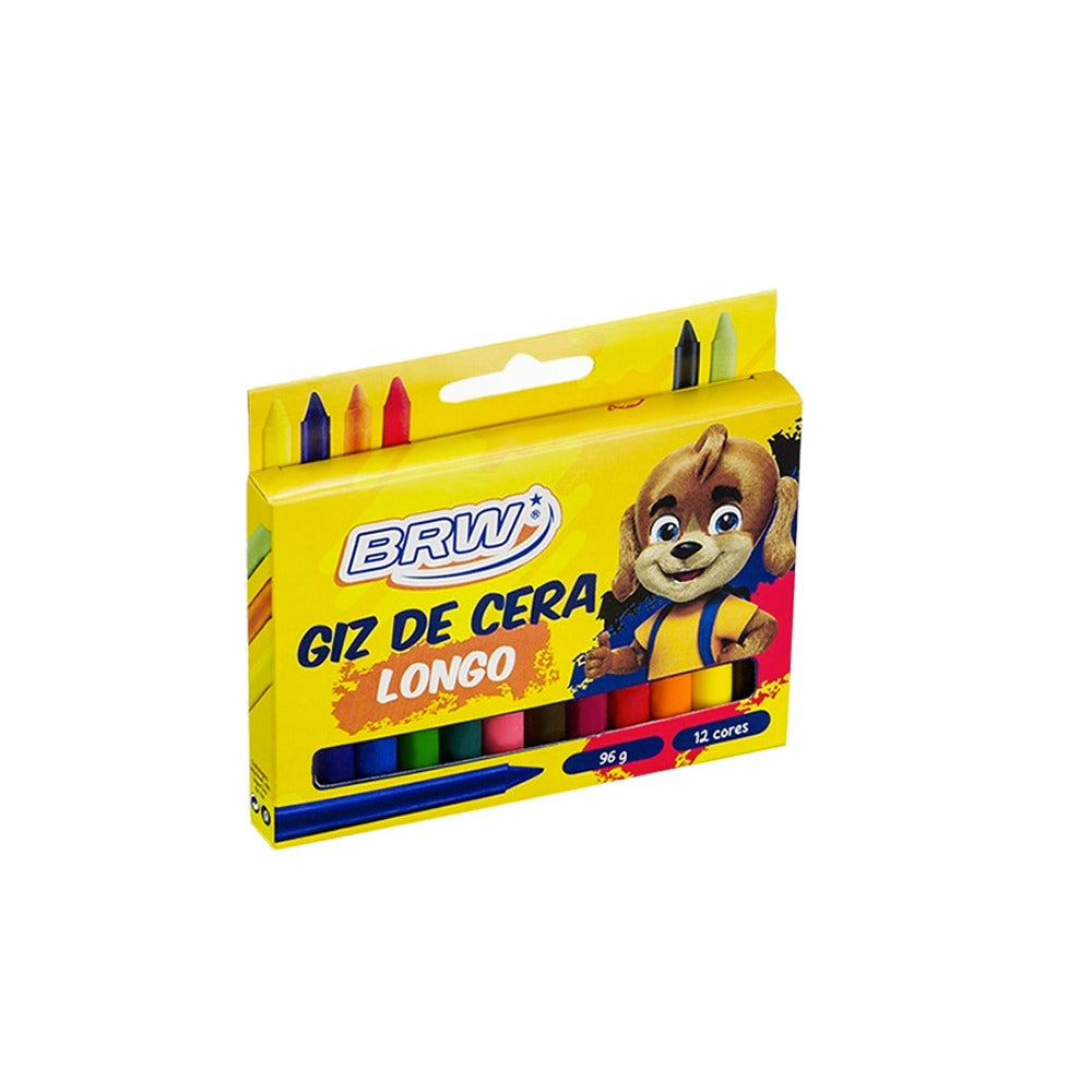 Giz de Cera Longo C/ 12 cores 96g (9,3X11MM) - BRW