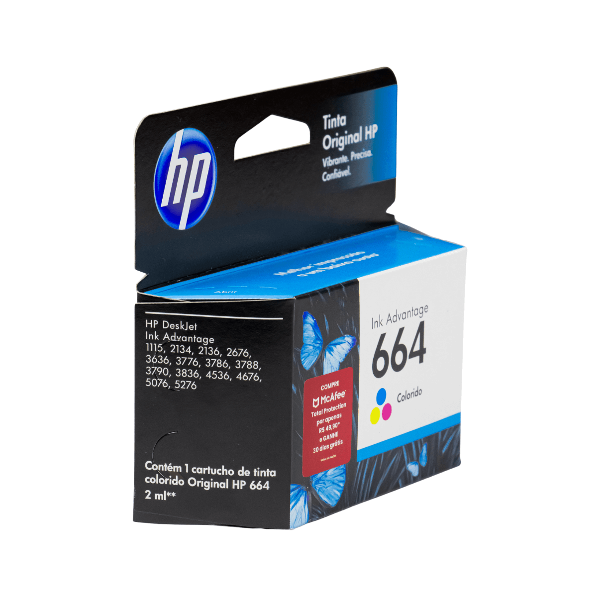 Cartucho de Tinta HP 664 Tricolor Para Deskjet Ink Advantage 1115 2136