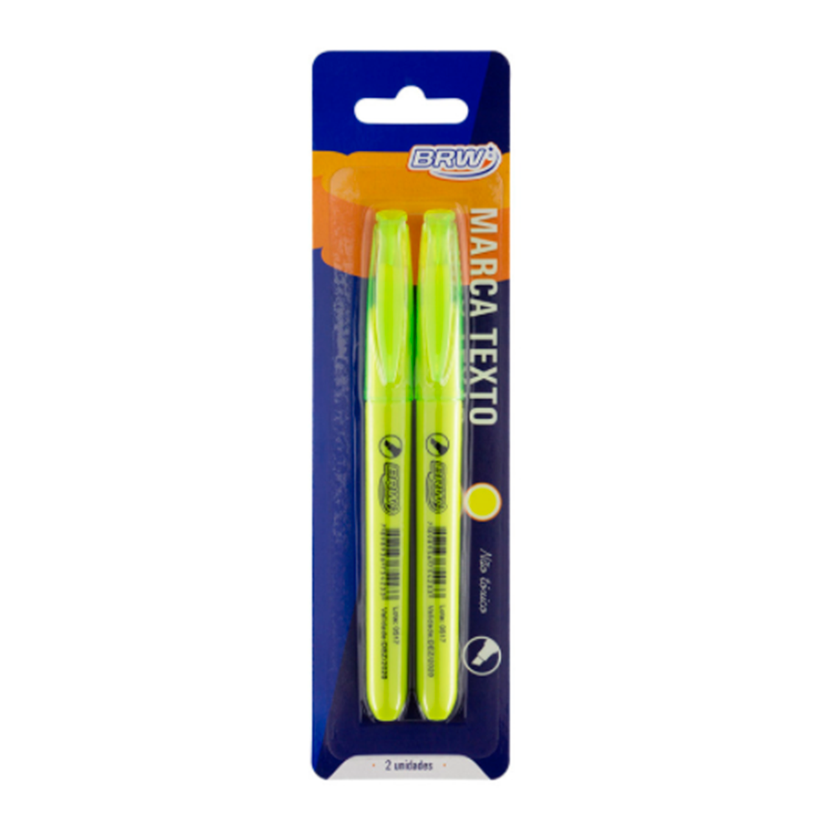 Marca-Texto Fluorescente Amarelo BRW - Blister C/ 2UN