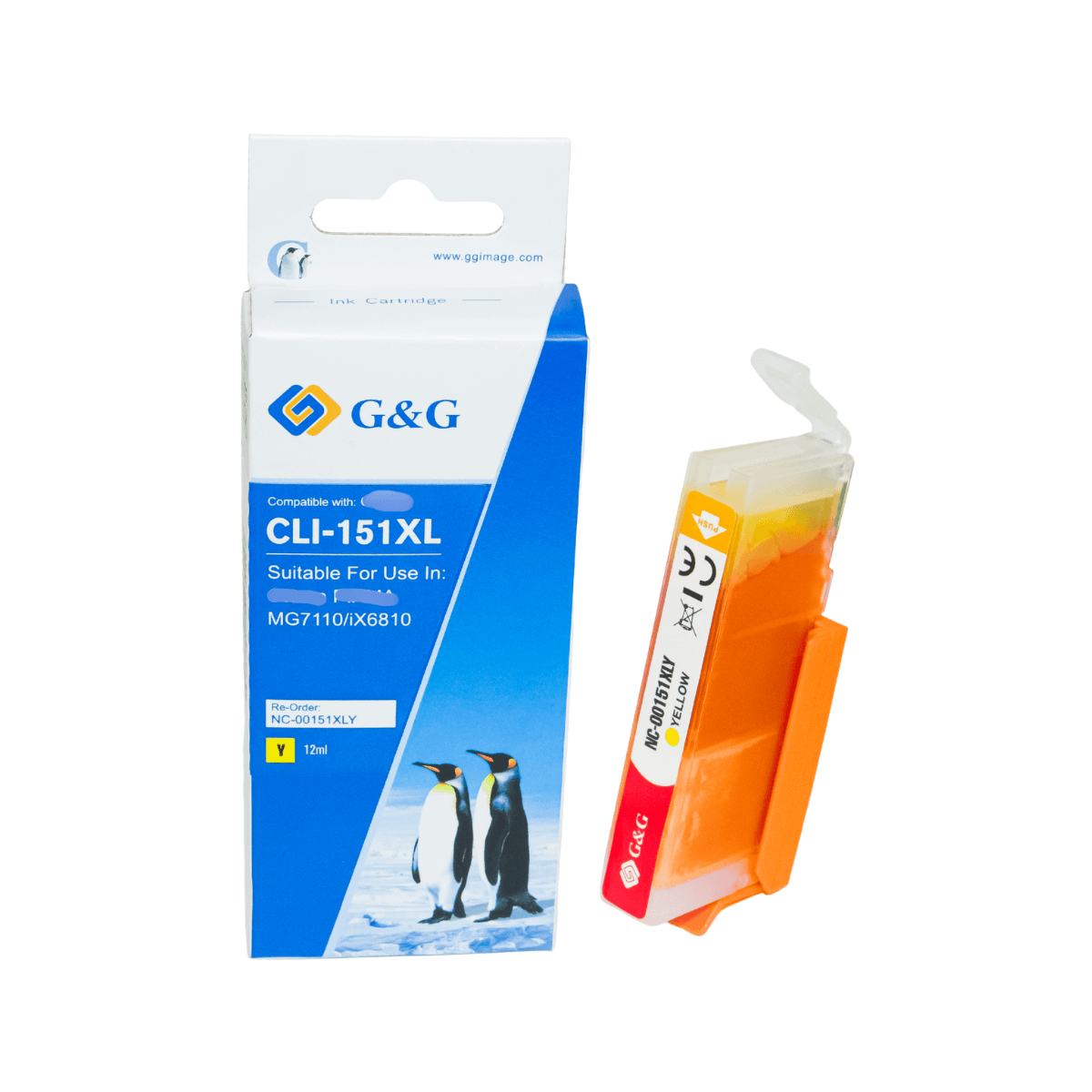 Cartucho de Tinta P/ Canon CLI151 CLI-151XL Amarelo C/ Chip 12ML - G&G