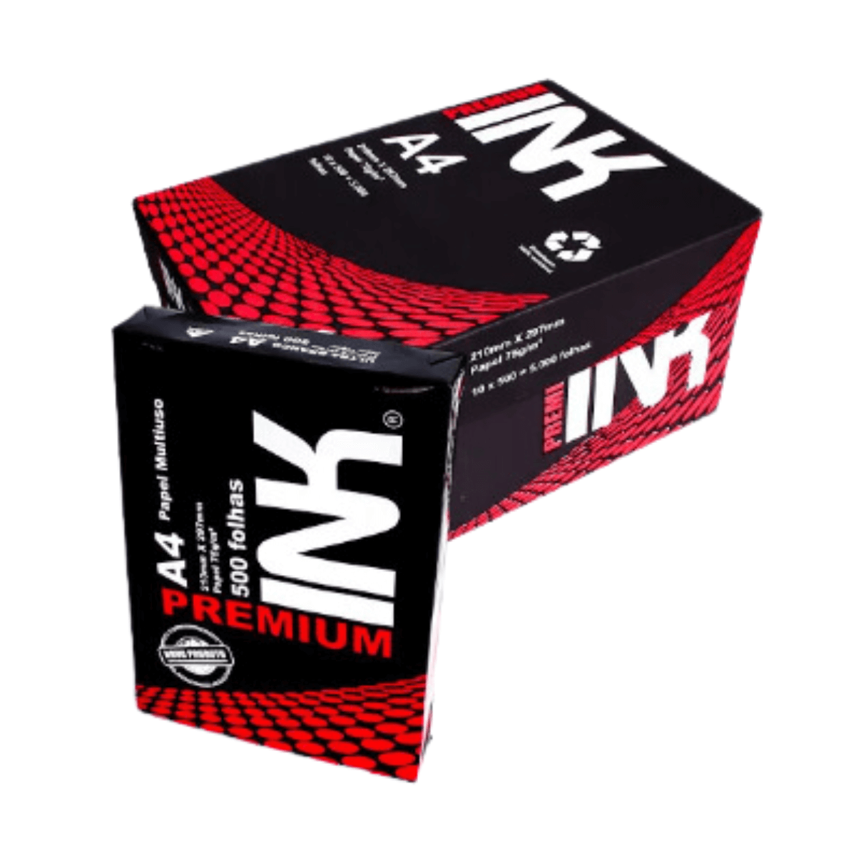 Papel A4 Sulfite Branco 5000 Fls Ink Premium Cx c/ 10 Pct