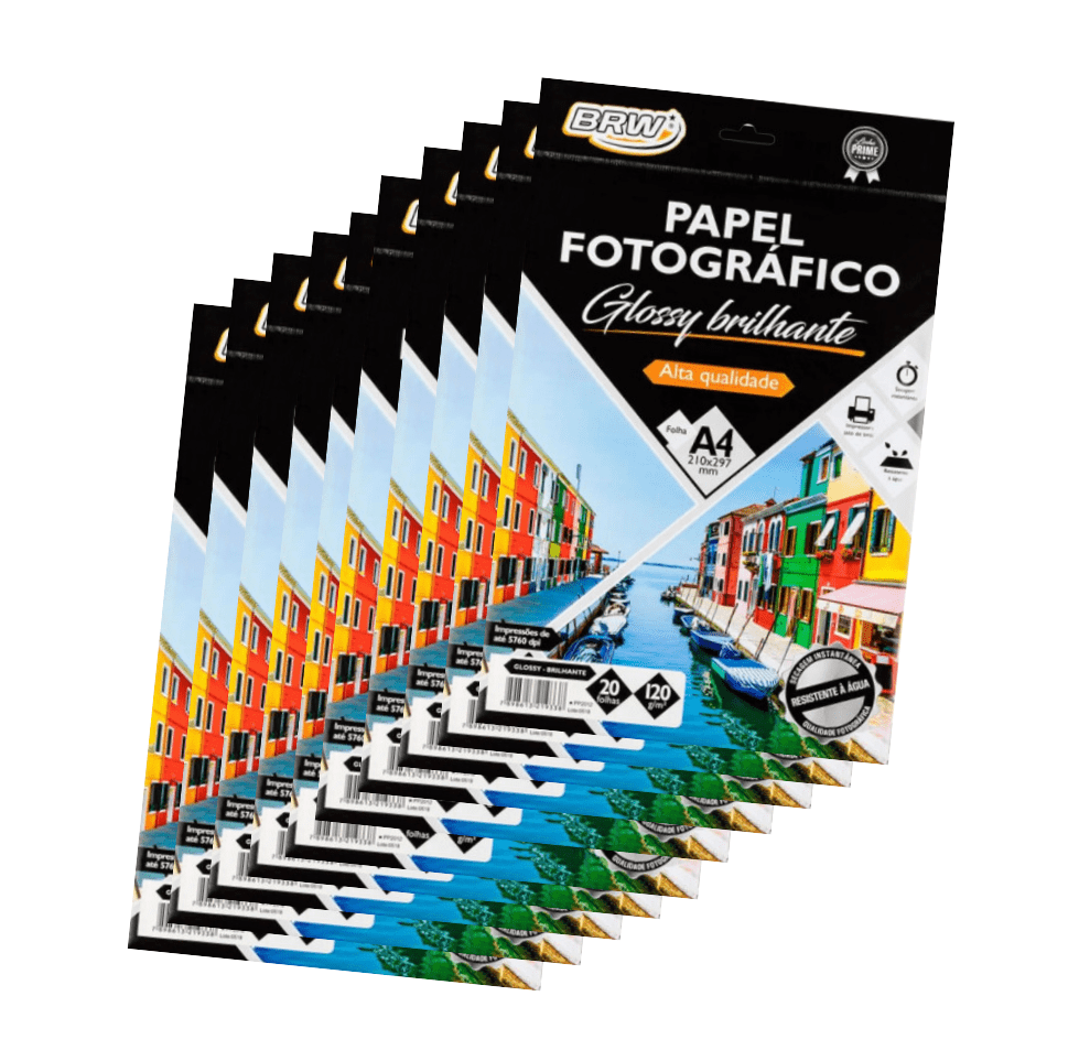 Papel Fotográfico Glossy BRW C/20 fls 150gr - Kit c/ 10