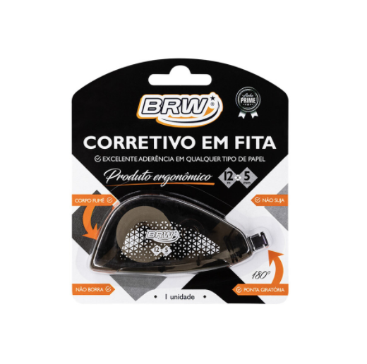Corretivo em Fita - Prime - 12M X 5MM BRW - Blister C/ 1UN