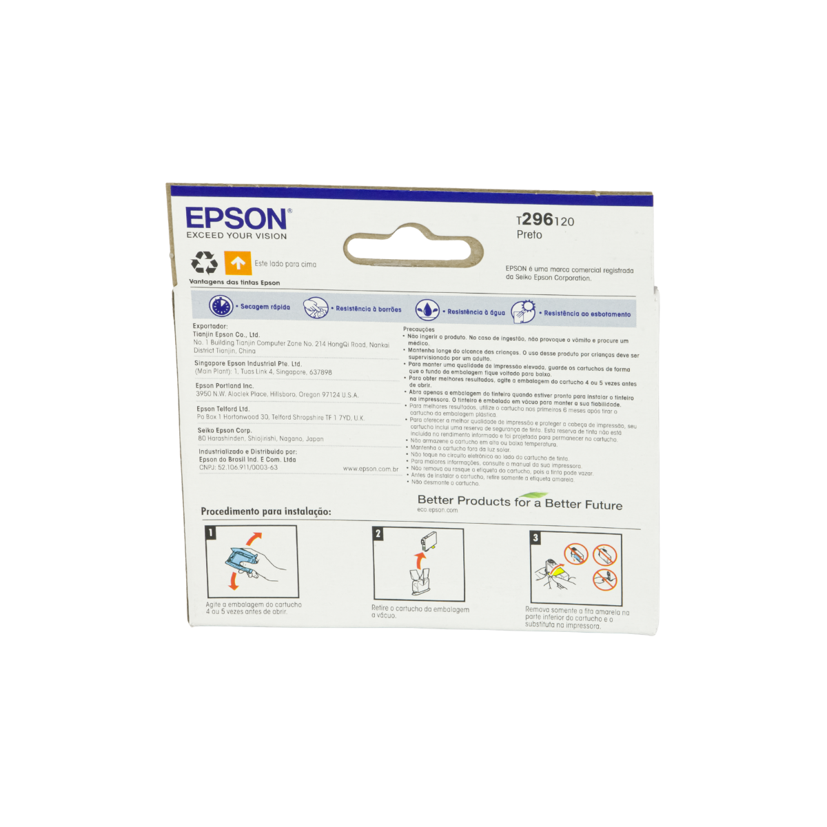 Cartucho de Tinta  Epson T296 T296120 Preto P/ XP231 XP431 - Original
