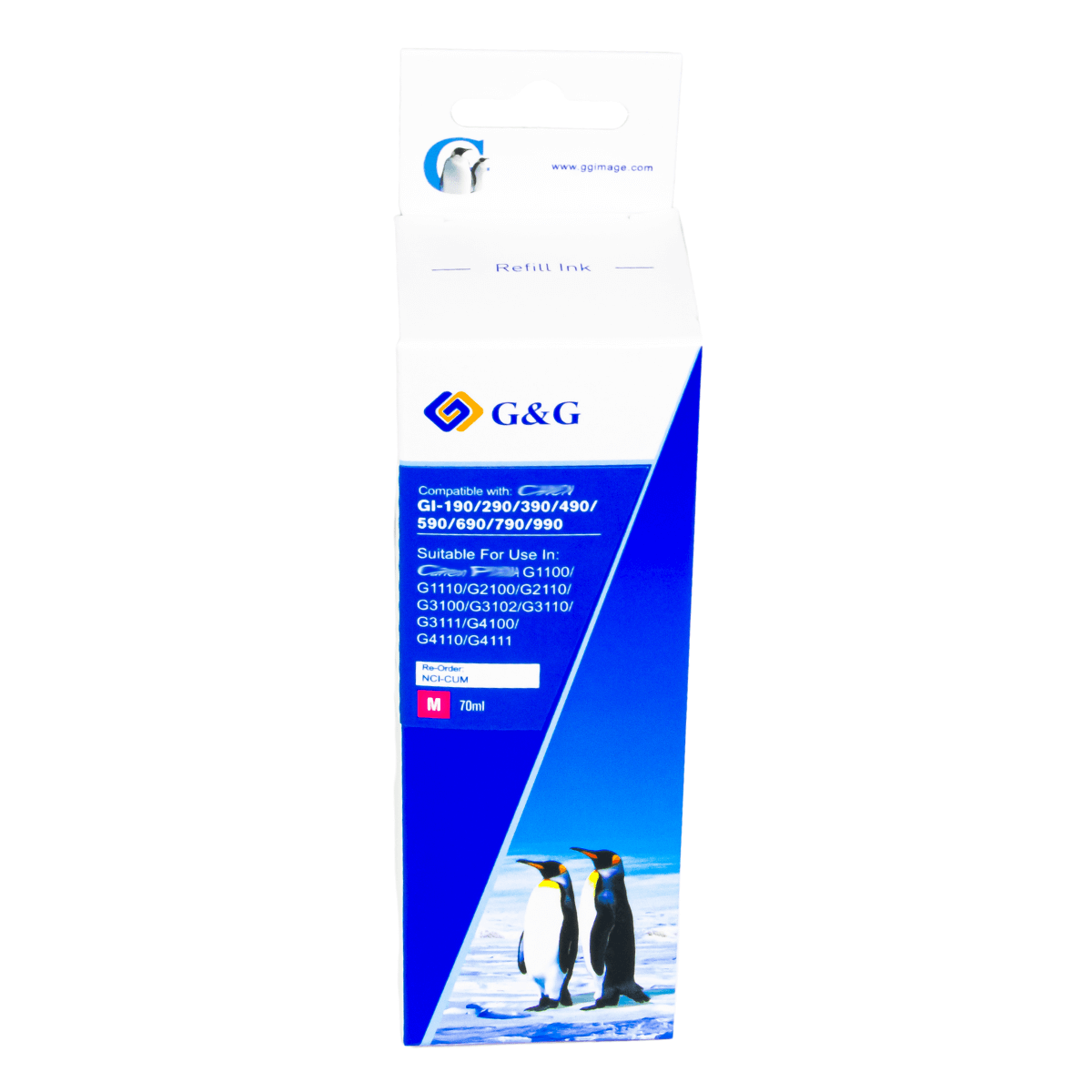 Refil de Tinta P/ Canon GI-190 Megatank Magenta 7K 70ml - G&G