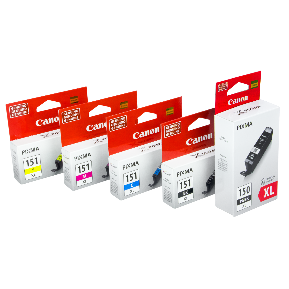 Kit 5 Cartuchos de Tinta Canon PGI150XL CLI151XL CMYKK C/ Chip - ORIGINAIS